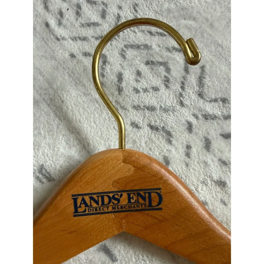 Lot of 5 Vintage Wooden Clothes Hangers Lands' End Hand Carved Cedar Mixed Wood